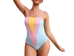 Traje de baño monopieza ajustado con bloques de color, talla M