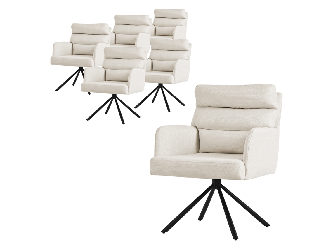 ML-DESIGN sillas de comedor giratorias juego de 6, beige