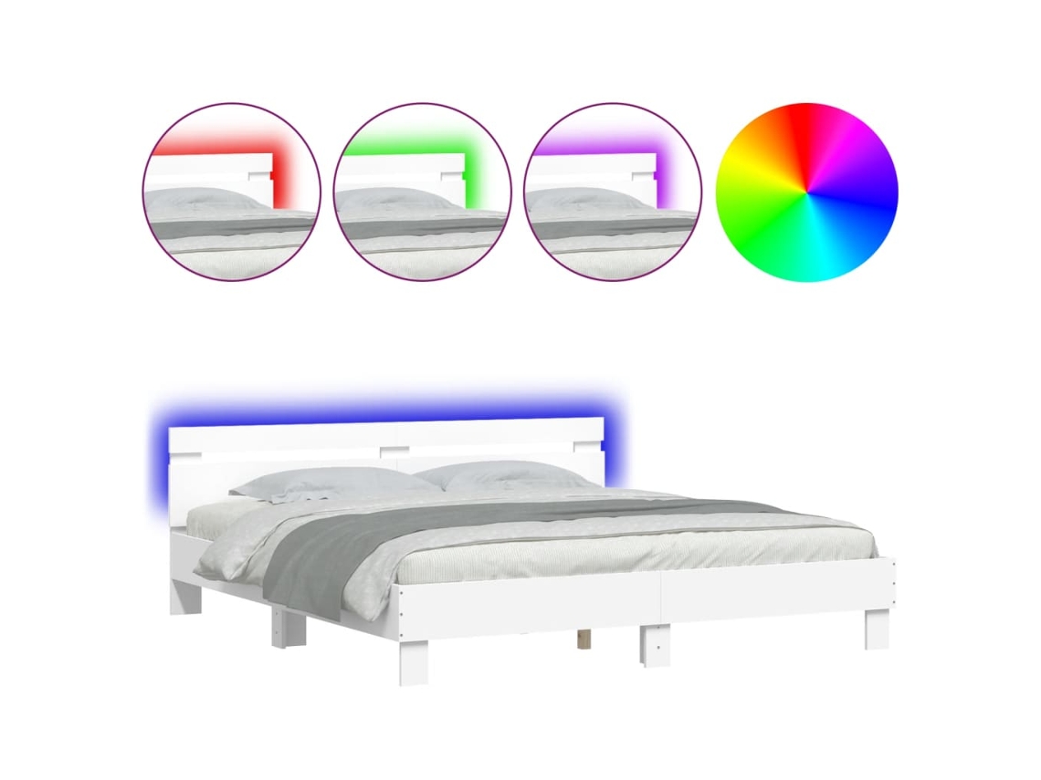 Maison Exclusive - Estructura De Cama Con Cabecero Y Luces Led Blanca 200x200 Cm