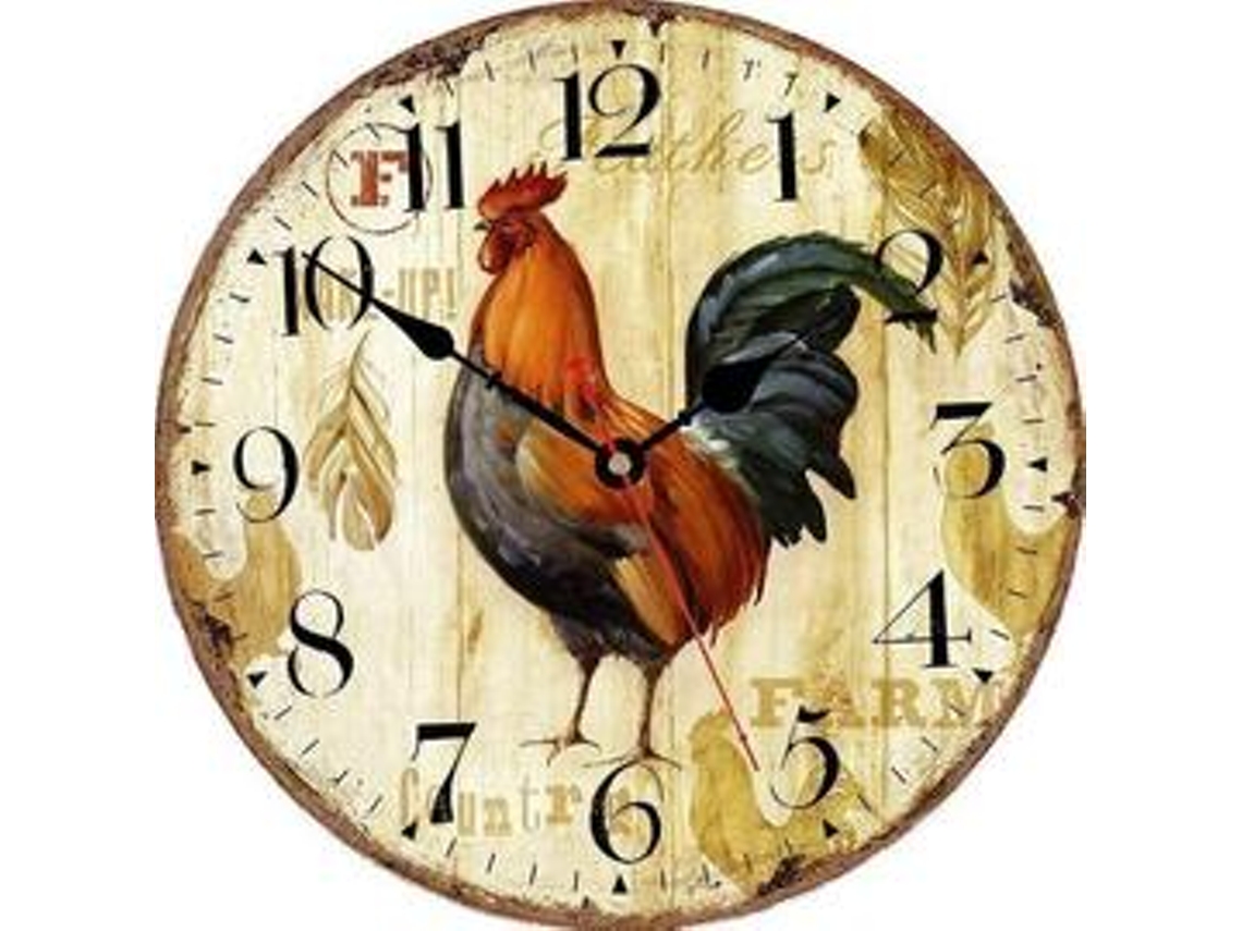 Reloj de pared rústico silencioso de 30 cm, resistente al agua, con película laminada, de amplia aplicación, fabricado en madera MDF de alta calidad.