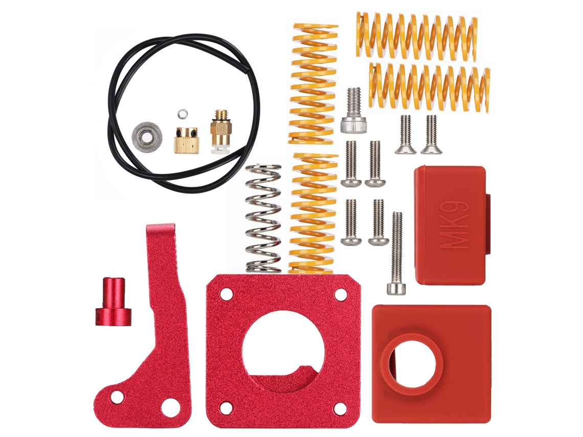 Accesorios para impresoras 3D, incluyendo kit de fuente de alimentación remota y kit de extrusor de resorte.
