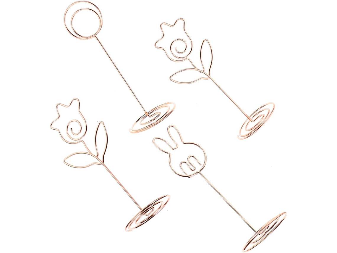 Juego de 4 tarjeteros de aluminio para bodas con clips en espiral, ideales para notas, oficina, fiestas y también adecuados para GOKOCO.