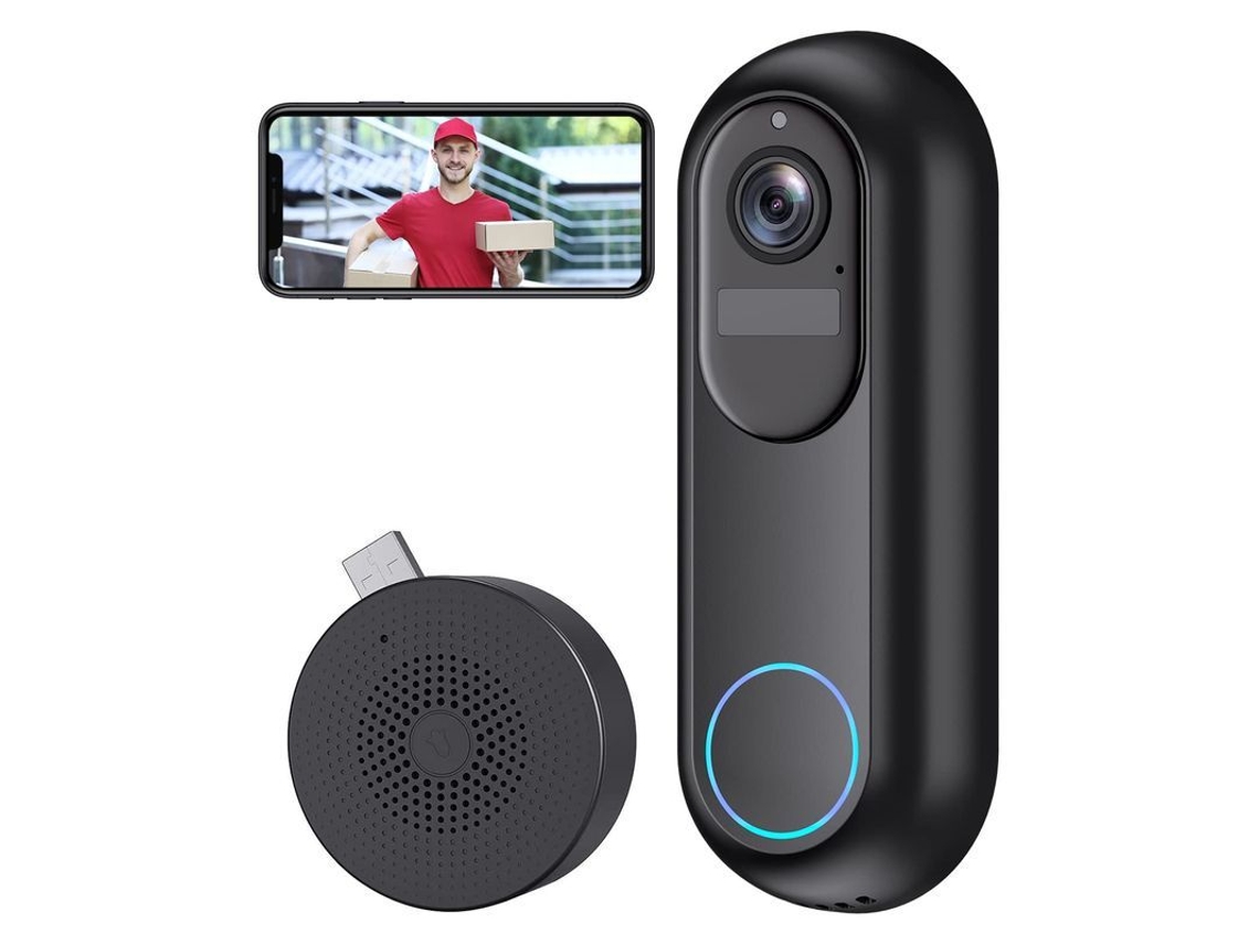 Timbre inalámbrico con cámara de 1080p, visión nocturna infrarroja, almacenamiento local y función para compartir en familia.