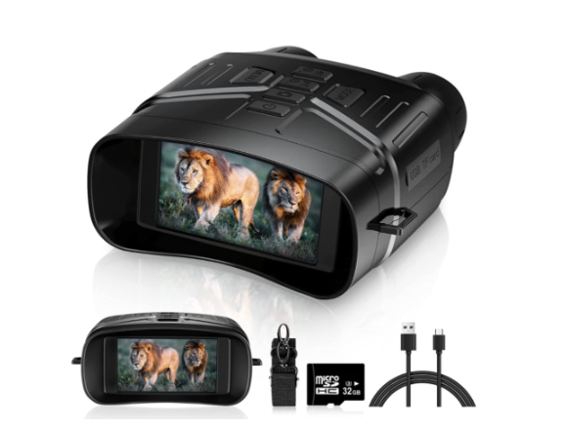 Binoculares de visión nocturna con 3 lentes LCD IR recargables para fotografía y vídeo, color negro Bestvite