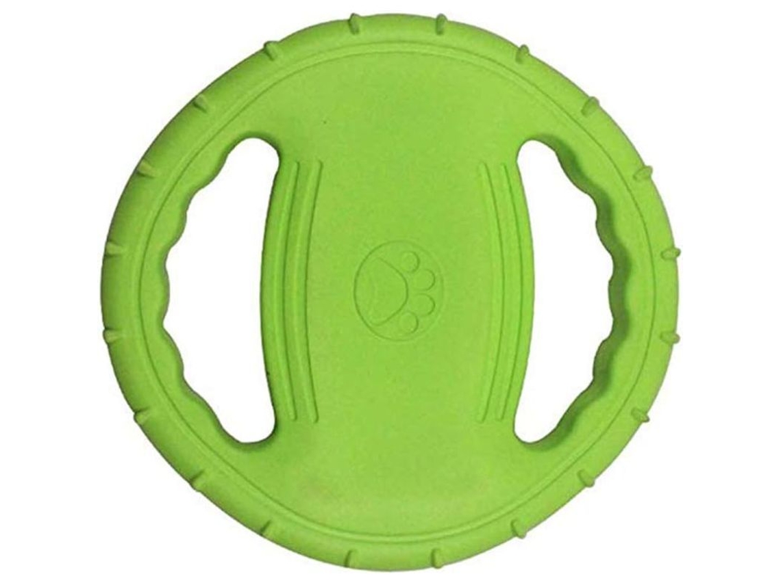 Disco voador de borracha flutuante para cães grandes, verde, com airbag sonoro e materiais macios e ecológicos (modelo 2026).