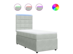 Maison Exclusive - Cama Box Spring Con Colchón Terciopelo Gris Claro 90x190 Cm
