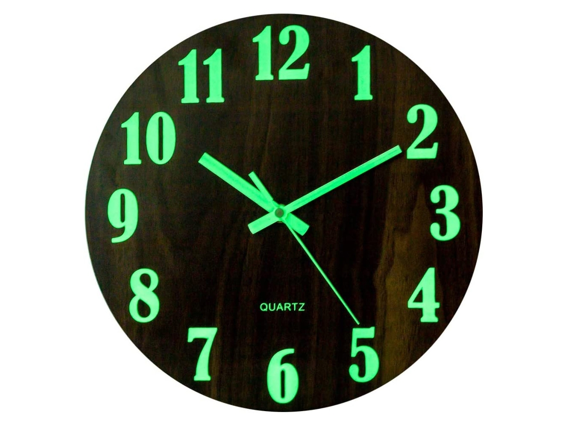 Reloj De Pared Luminoso, Decoración Moderna Silenciosa Con Gran Esfera De 30 Cm.