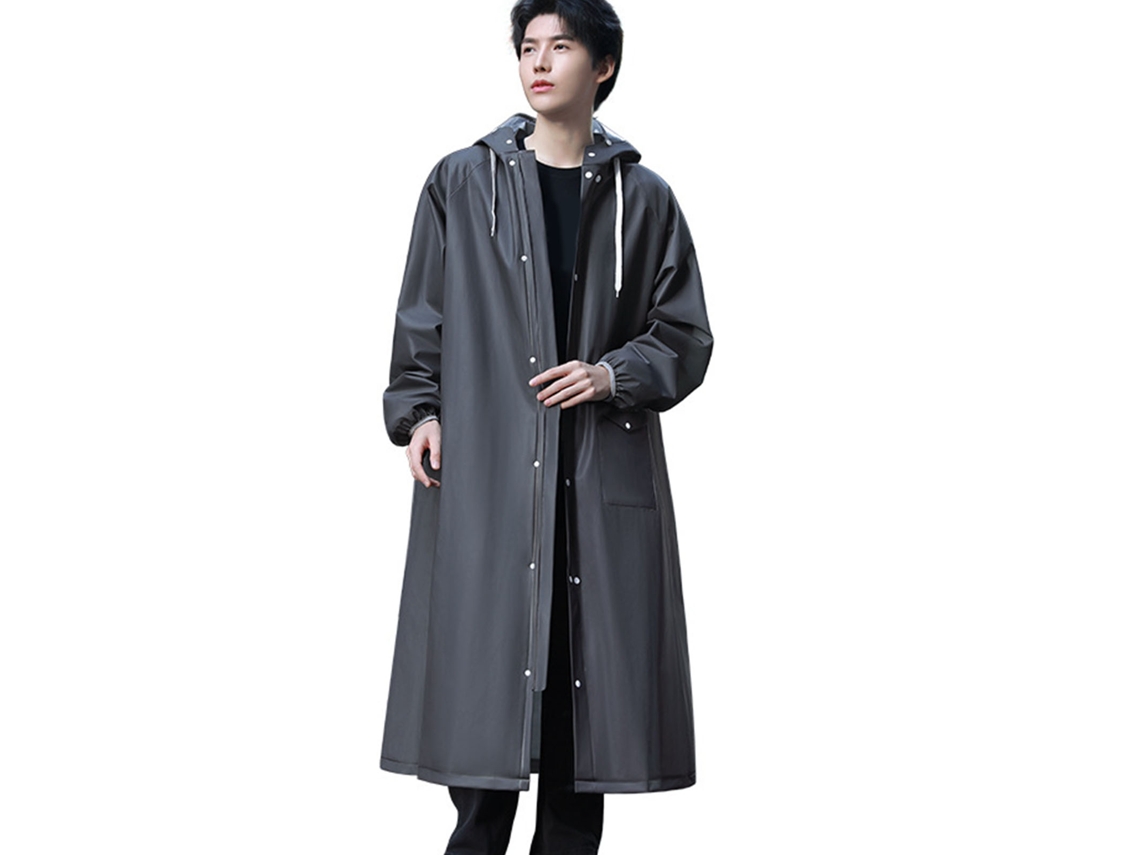 Poncho Impermeable De Eva Con Ala Grande, Sencillo, Negro, Con Cremallera Alisadora, Bolsillo Grande, Botón A Presión, Para Viajes, Excursiones, Acam