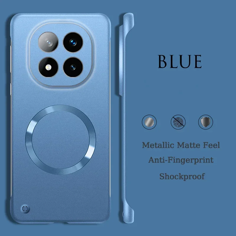 (azul, Redmi Note 14) Lujosa Funda Protectora Magnética Ultradelgada De Metal Sin Marco Con Protección Súper Resistente A Los Golpes.