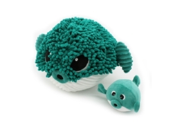 Peluche LES DÉGLINGOS Ptipotos Pez Globo Mamá Y Bebé Verde