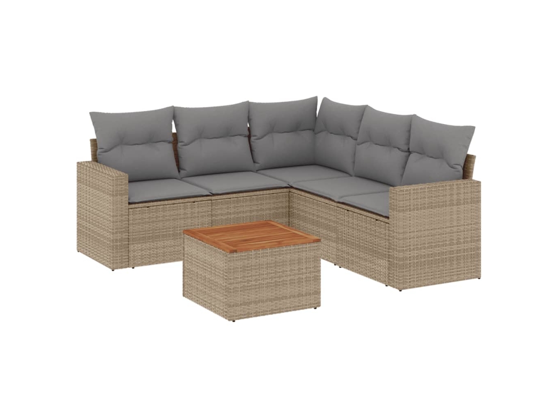 Maison Exclusive - Juego De Sofás Jardín Con Cojines Beige Mezcla 6 Pzas Ratán Pe