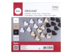 100 hojas de papel origami 15x15 cm - blanco-beige-negro