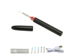 Endoscopio Earpick con 6 LED, 1080P, IP67, resistente al agua, control con un solo botón, compatible con aplicación, limpiador de oídos, color negro, para niños, adultos y mascotas.