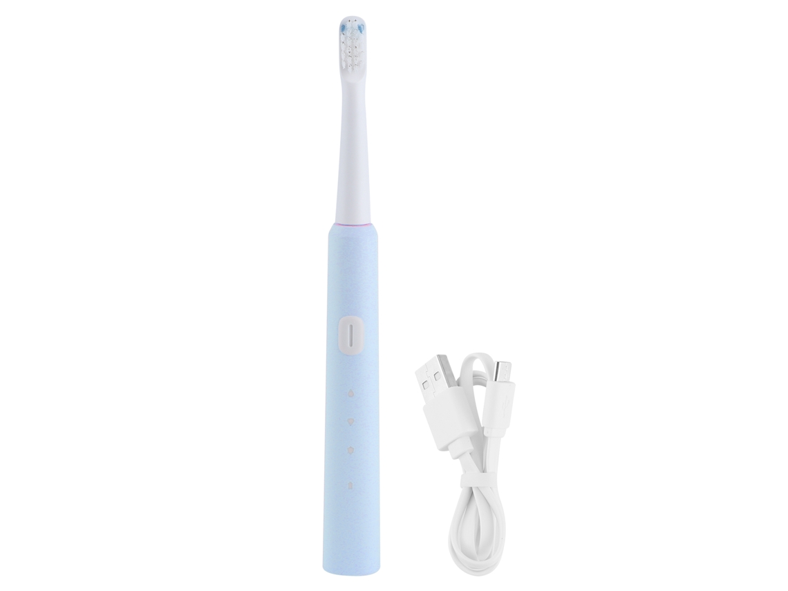 Cepillo de dientes eléctrico recargable Baok SN301 con ondas sonoras para adultos, resistente al agua, blanqueador, dispositivo de higiene bucal con cabezales suaves, USB DC5V, azul