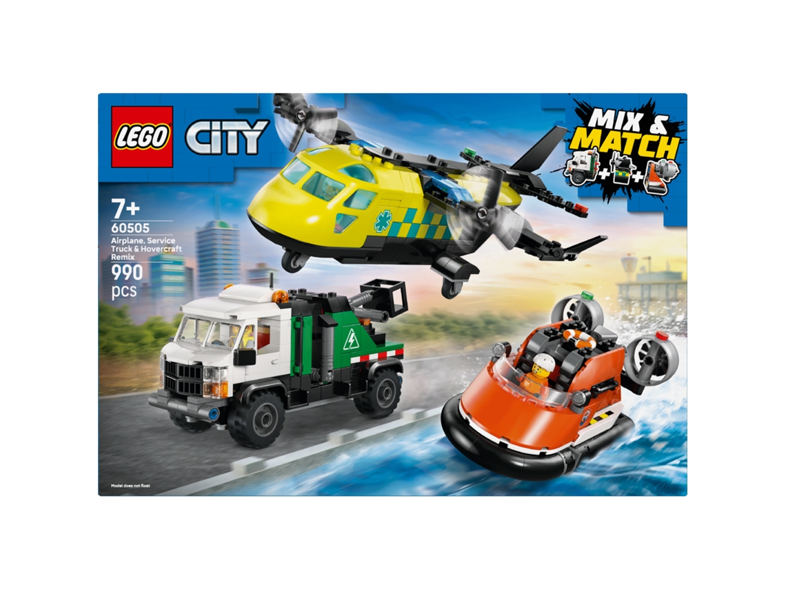 Lego® 60505 City Remix: Avión, Camión Y Aerodeslizador – 3 Vehículos De Emergencia 7+