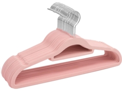 Paquete de 20 perchas de terciopelo: perchas económicas que ahorran espacio y ganchos giratorios de 360° para organizar el armario (rosa).