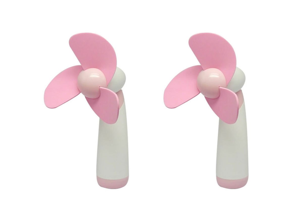 Mini ventilador de mano Ventilador personal Batería Cuchillas de espuma suave alimentadas para el hogar y los viajes 2 piezas (rosa) IKIKSO