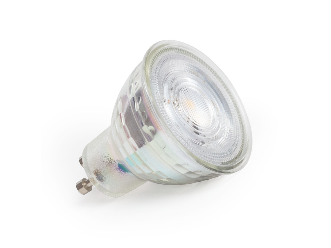 Bombilla LED GU10 5W 500 Lm, Haz de Cristal 60º, Sin Parpadeo, Blanco Cálido 2700K, Ledkia