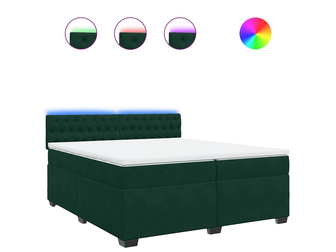 Maison Exclusive - Cama Box Spring Con Colchón Terciopelo Verde Oscuro 200x200 Cm