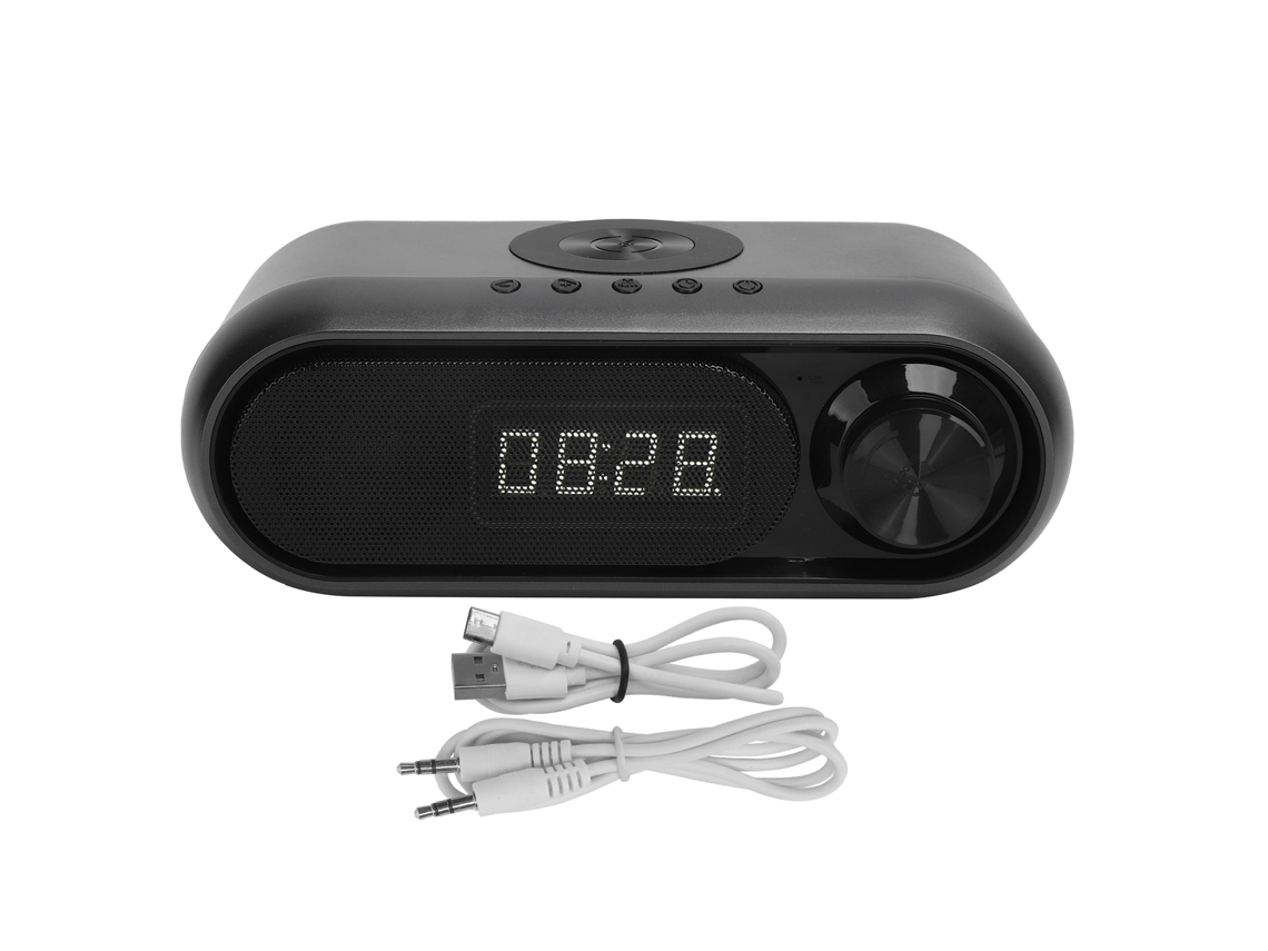 Reloj Despertador Bluetooth Con Carga Inalámbrica, Radio Fm Y Altavoz Para El Hogar.