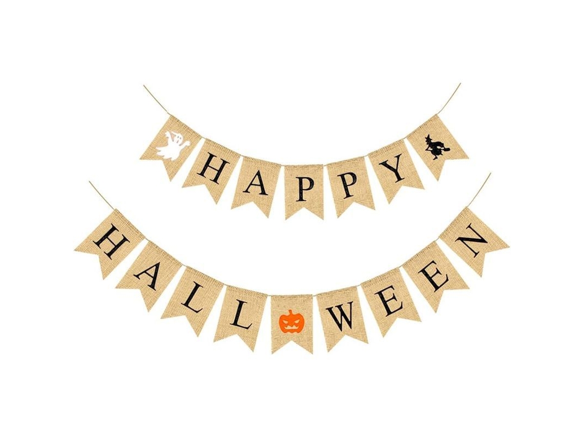 Guirnalda De Halloween De Yute Con 16 Banderines Preensamblados De 2,5 M Para Decoración De Hogueras.