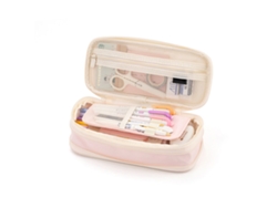 Estuche Escolar De Gran Capacidad Con Cremallera, Estilo Moderno, Sencillo, Multicapa, Resistente Al Desgaste.