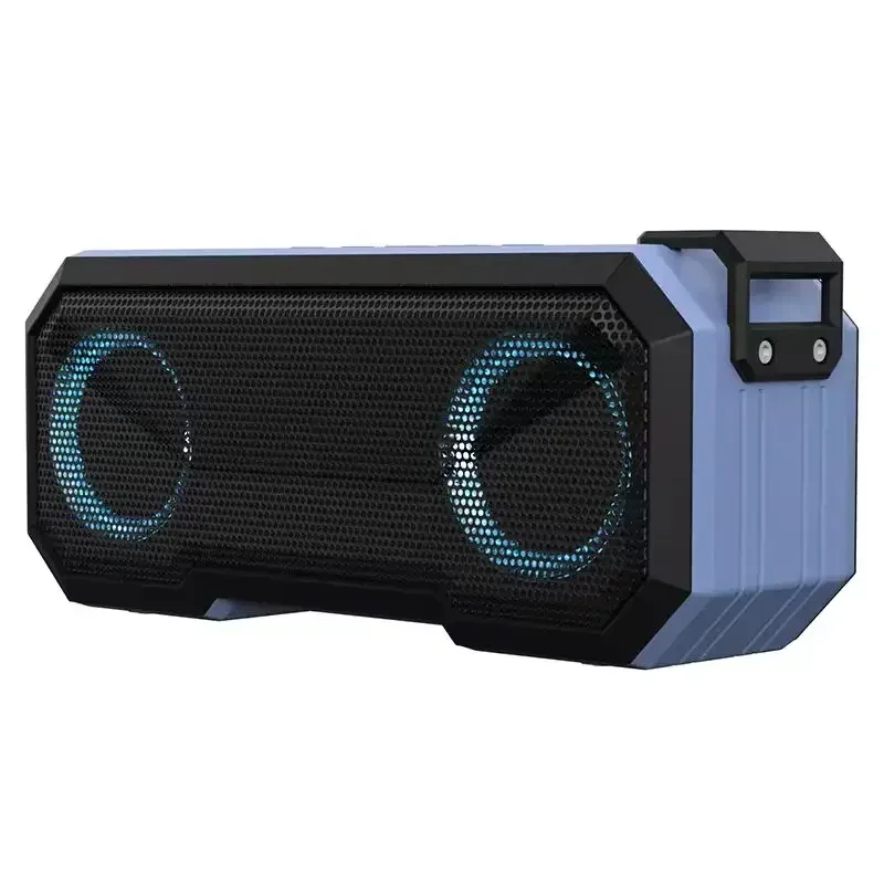 Altavoz Bluetooth (azul Claro), Resistente Al Agua Ipx7, Tira De Luz De La Serie Tws, Incluye Batería Externa, Altavoces Duales.