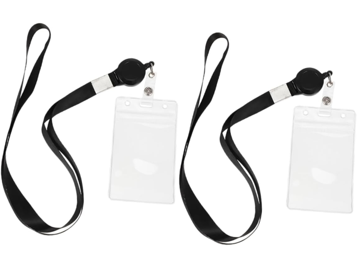 Juego De 2 Tarjeteros Verticales Transparentes De Pvc Con Correa Para El Cuello, Estuche Rígido Para Protección De Tarjetas.
