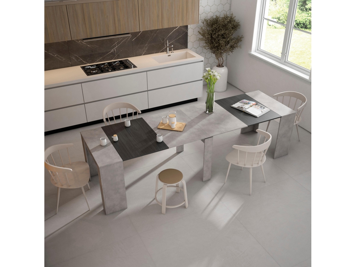 Mesa Consola extensible 300 Para 14 comensales Comedor y cocina Cemento SKRAUT HOME