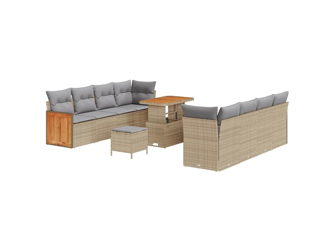 Maison Exclusive - Conjunto de sofás de jardín de 11 piezas en beige y gris claro