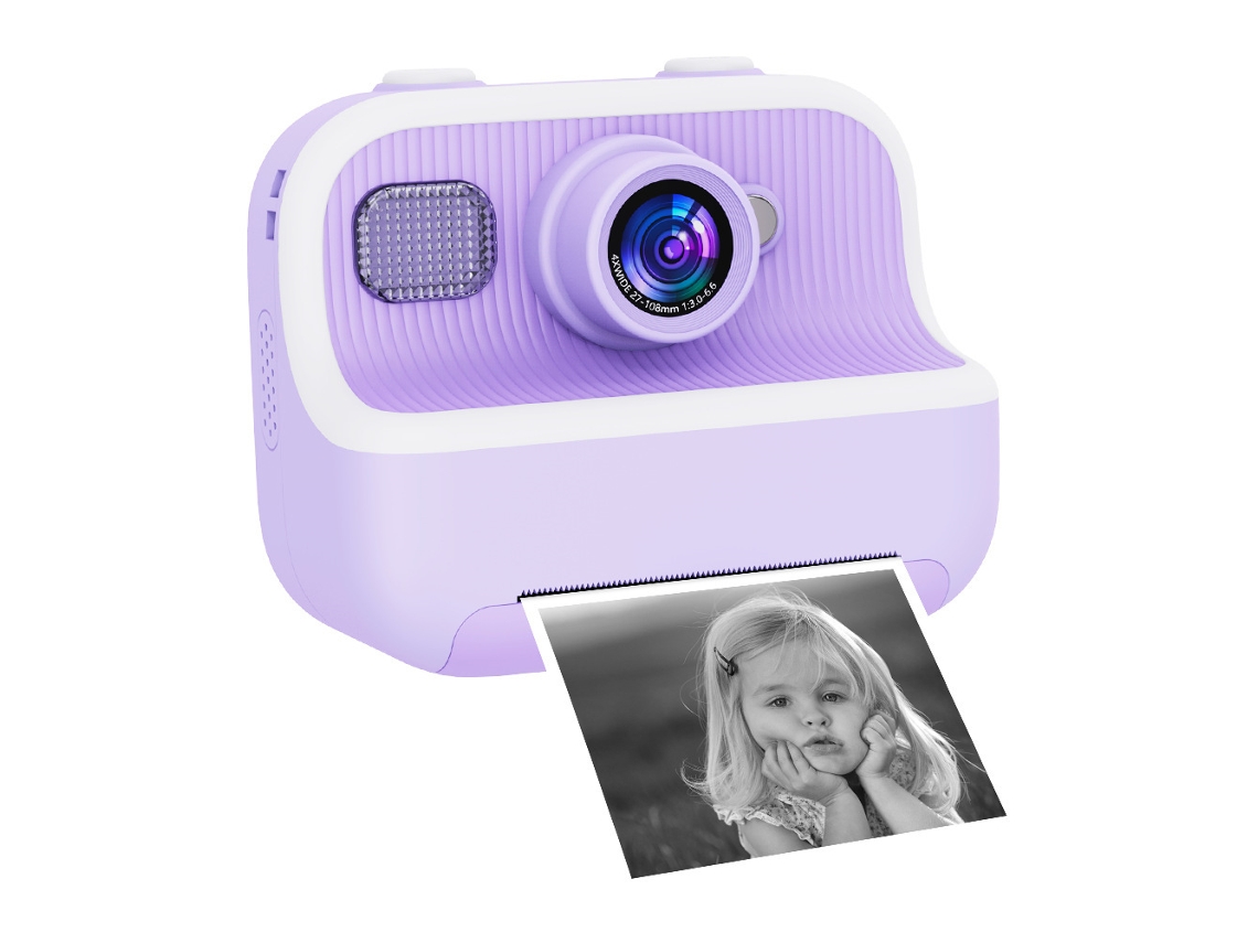 Cámara Infantil Hd De 48 Mp Con Función De Impresión Térmica Y Cámaras Duales Frontal Y Trasera (morada). Czhhmart