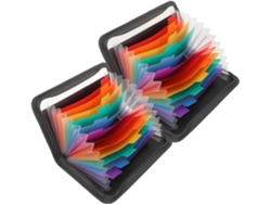 Carpeta de acordeón expandible con 2 compartimentos con cremallera, organizador portátil para facturas y recibos de Gokoco.