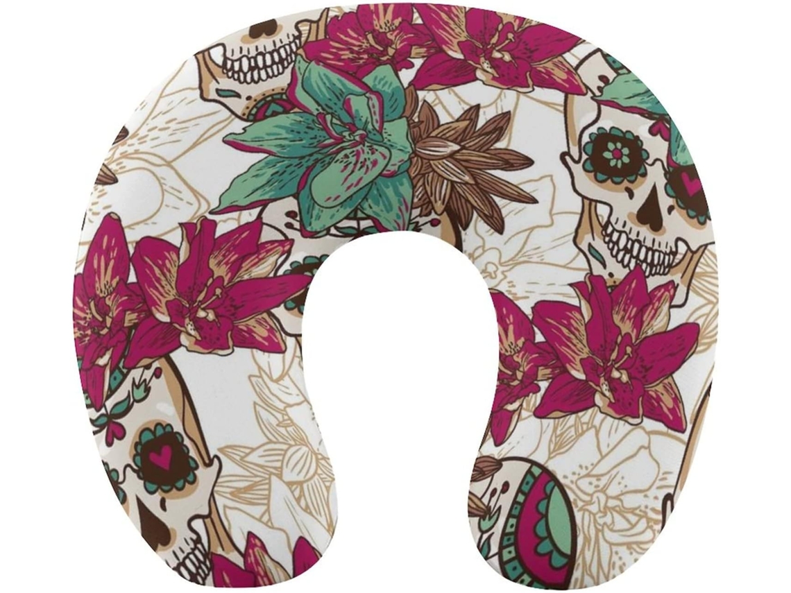 Almohada Viaje Estampado Calavera Espuma Viscoelástica Viscoelástica Fácil Relajación Cómodos