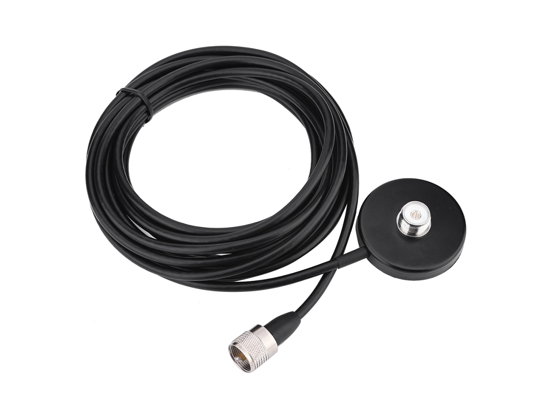 Base De Montaje Magnética Para Antena Móvil De Coche Con Cable Coaxial Uhf Macho De 5 Metros.
