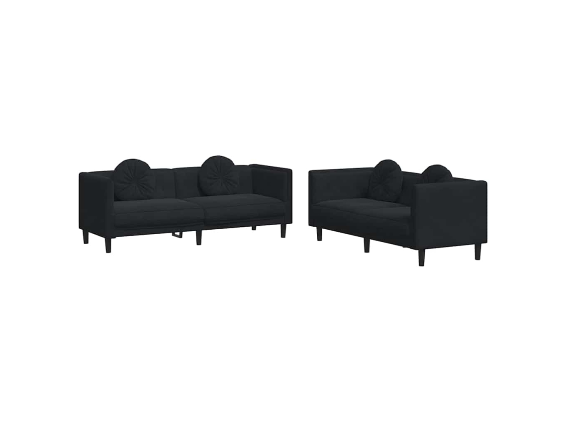 Maison Exclusive - Juego De Sofás Con Cojines 2 Piezas Terciopelo Negro