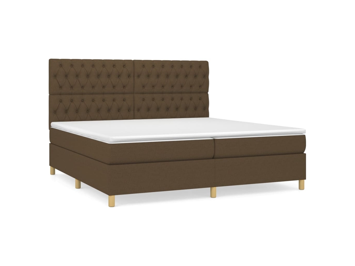 Maison Exclusive - Cama Box Spring Con Colchón Tela Marrón Oscuro 200x200 Cm