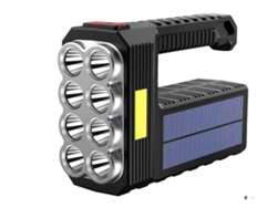Linterna solar portátil de 8 LED, recargable, de mano, superbrillante, para uso en el trabajo, potente y brillante, Yizhood (negra)