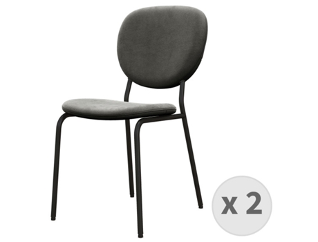 Anais-Silla Terciopelo Gris Carbon Y Metal Negro X2 MOLOO