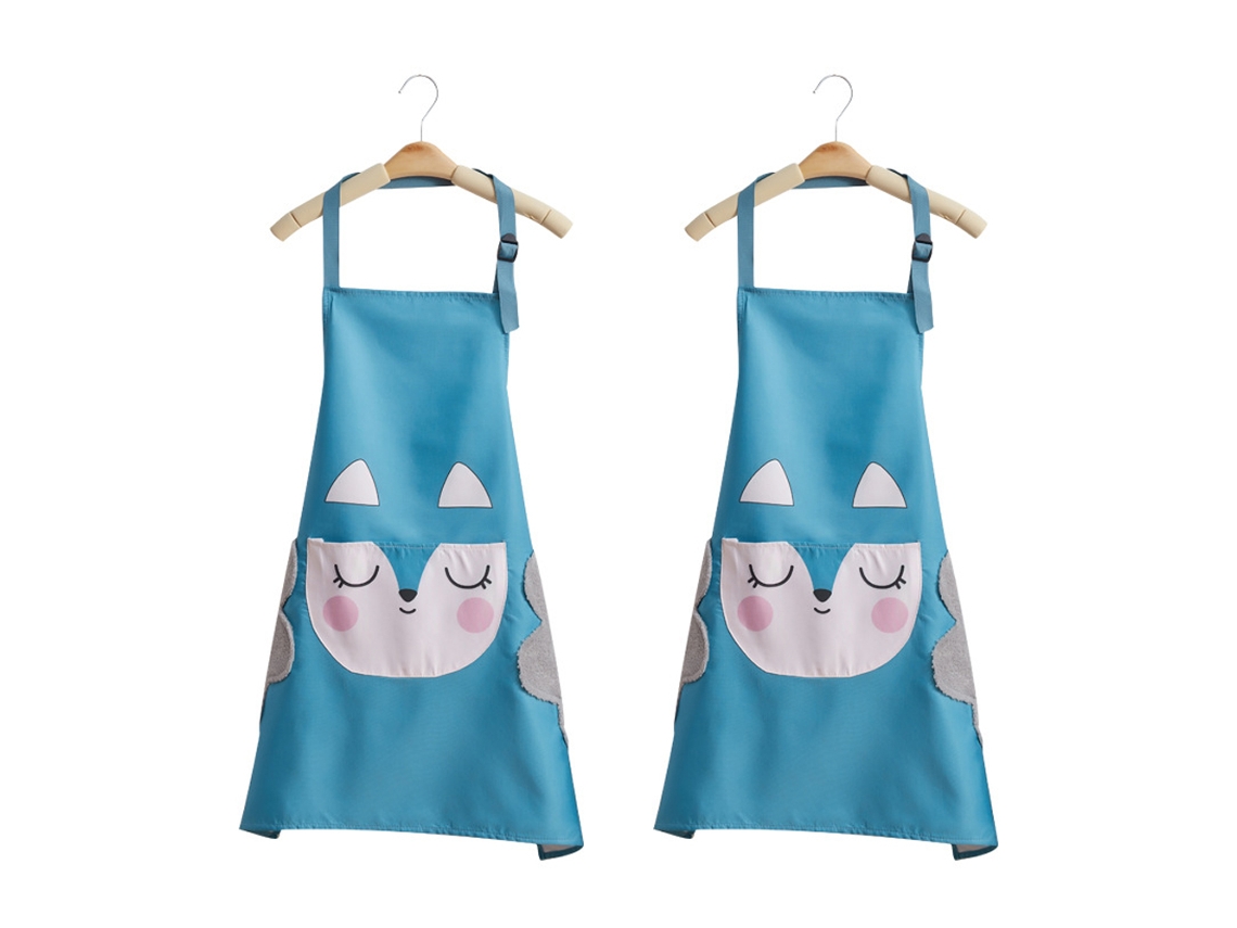 2 Uds Delantal De Cocina Bonito Con Personaje Dibujo Animado Delantal Grueso A Rayas Impermeable Y Antiaceite Para Uso Doméstico