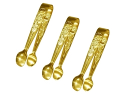 Pinzas para servir Rebe Mini de 10 cm, acero inoxidable con diseño de rosa, pinzas pequeñas doradas para azúcar y hielo.