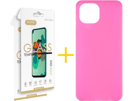 Kit Funda + 2 Protectores de Pantalla Apple iPhone 13 ACCETEL Liso 7 Rosa