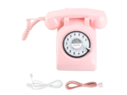 Telefone Mali fixo rotativo retrô vintage clássico anos 60, antigo, rosa, com fio