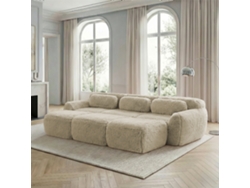 Sofá Modular + 3 Plazas - Felpa Suave, 3 Otomanes, Sofá Cama Cómodo - Khaki Claro