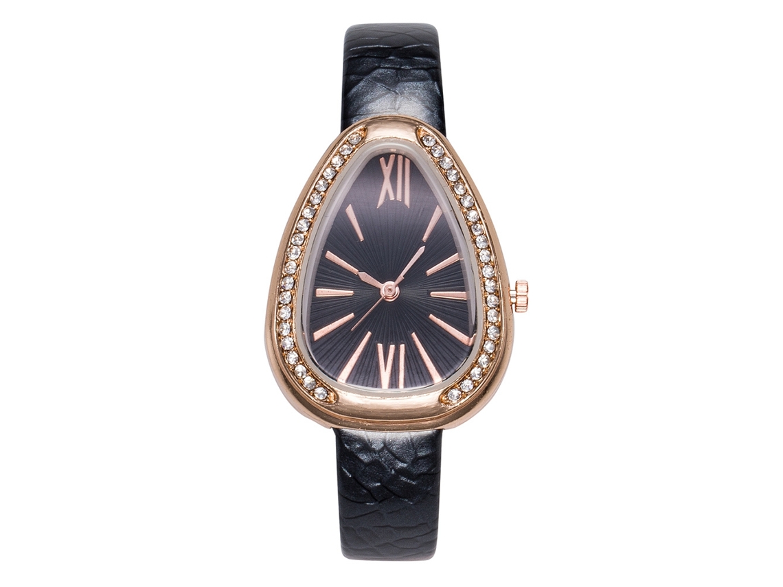 Reloj De Pulsera Analógico De Cuarzo Para Mujer Con Esfera Redonda, Estilo Moderno (negro)