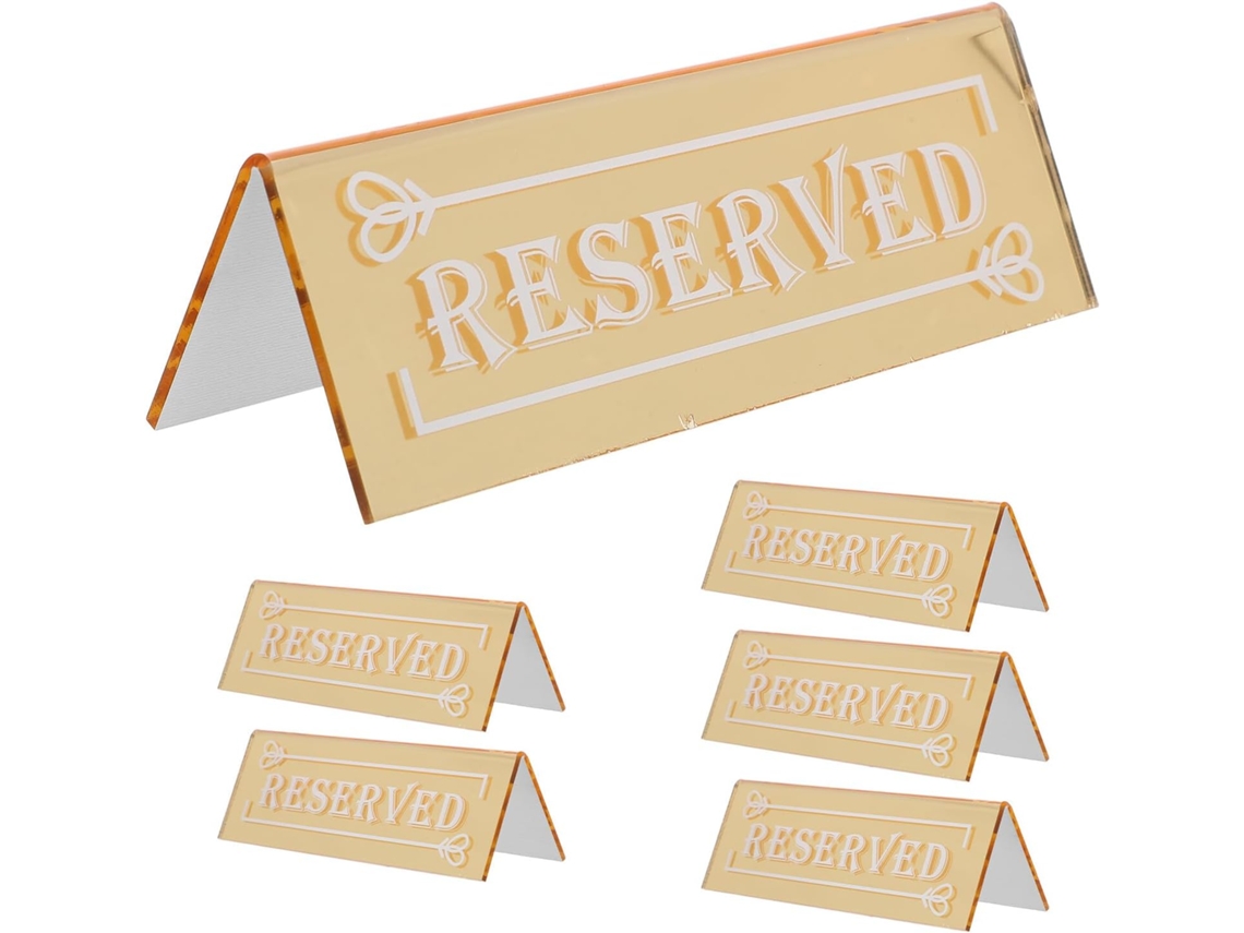 Letreros De Acrílico Dorado Para Reserva De Asientos, Juego De 6 Tarjetas De Mesa Reservada.