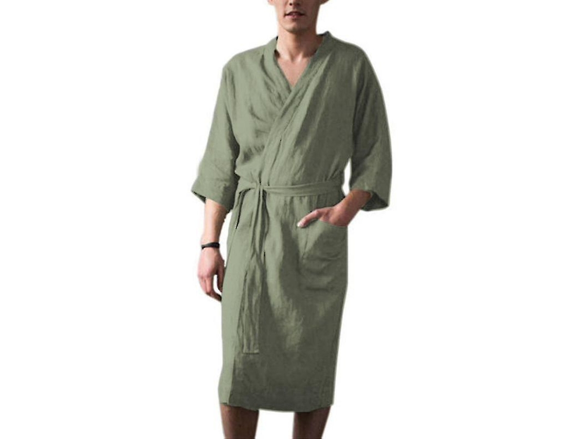 Pijama Enterizo De Manga Tres Cuartos De Algodón Y Lino Para Hombre Epb