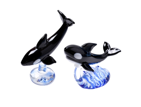 2 uds. figuritas de ballenas pequeñas sopladas a mano arte de cristal animales marinos estante para palillos regalo decoración de pecera para el ho...