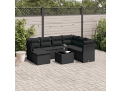 Conjunto de sofá de jardín de 8 piezas con cojines en mimbre sintético negro de DKD Home Decor