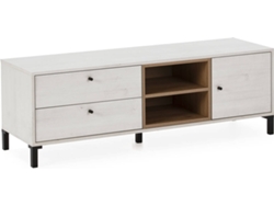 Mueble TV VS VENTA-STOCK Javea (136.5x40x47 cm - Melamina - Blanco y Marrón)