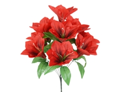 Ramo de flores artificiales de clivia, rojas, 10 cabezas